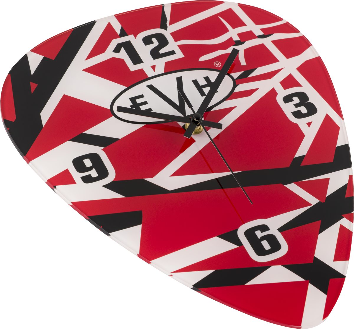 EVH Pick Shape Clock Red White Black Stripes