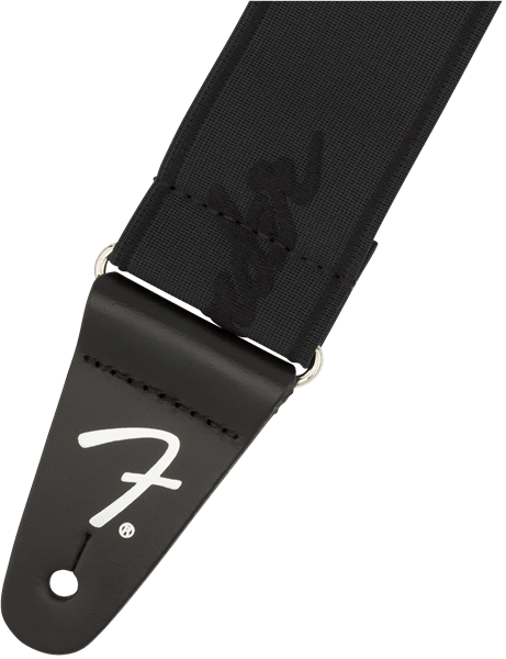 Fender WeighLess 2" Running Logo Strap Black