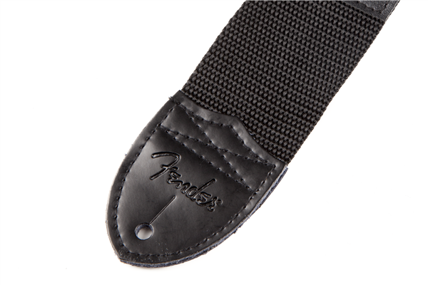 Fender 2" Black Poly Strap w/ White Logo