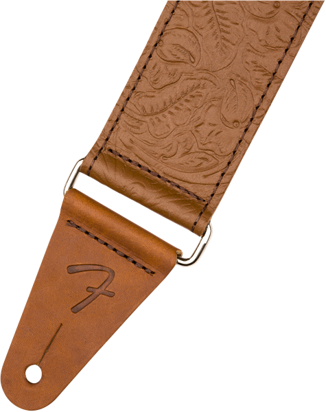 Fender Tooled Leather Guitar Strap, 2" Brown