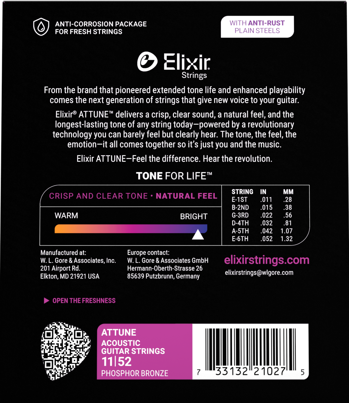 Elixir Attune Phosphor Bronze 21027 11-52