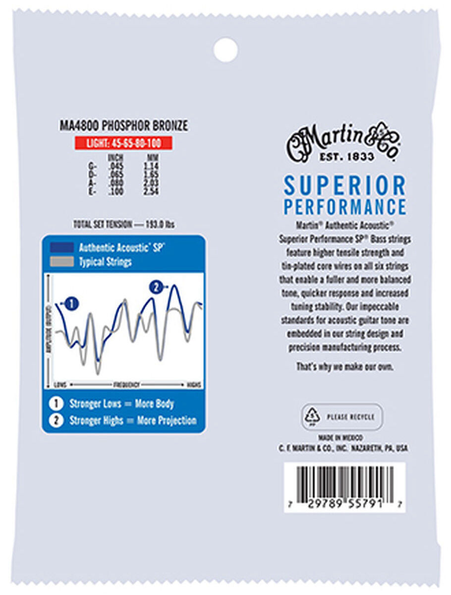 Martin Authentic Acoustic SP Bass MA4800 .45-.100