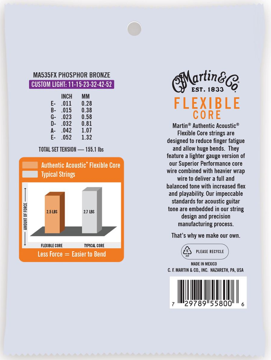 Martin Authentic Acoustic Flexible Core Phosphor Bronze MA535FX 11-52