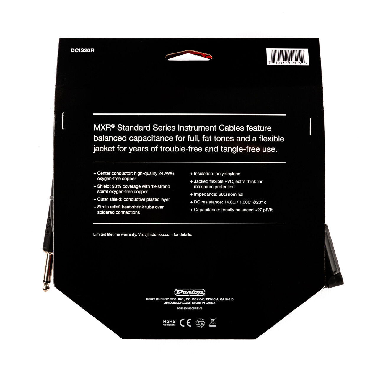 MXR Standard Instrument Cable 20ft