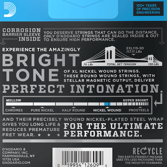 D'Addario EXL115-3D 3 Pack