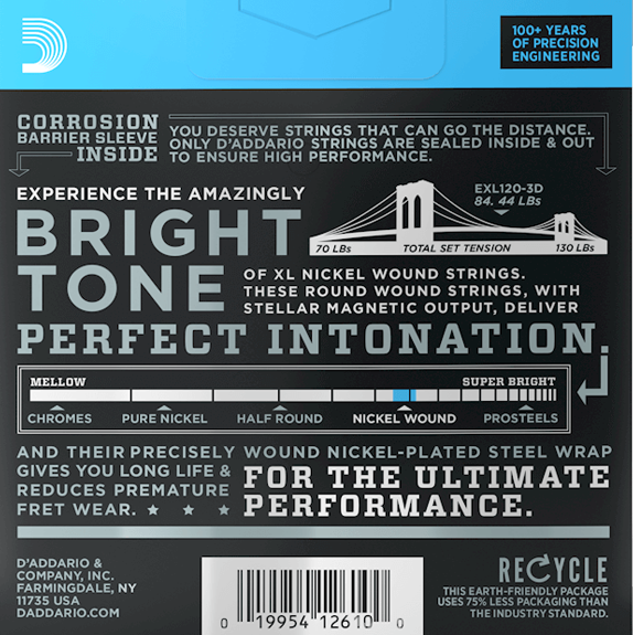 D'Addario EXL120-3D 3 Pack