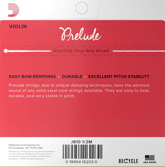 D'Addario Prelude J810 Violin String Set 1/2 Medium
