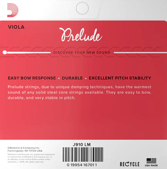 D'Addario Prelude J910 LM Viola String Set Long Medium Tension
