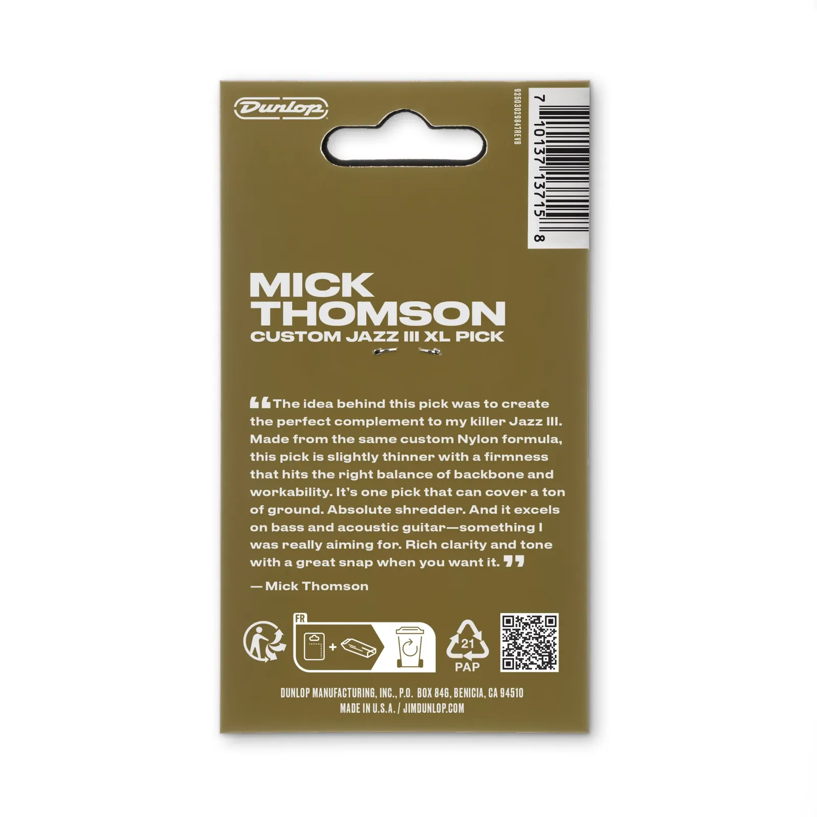 Dunlop 47PXLMTG Mick Thomson Custom Jazz III XL - 6 Pack