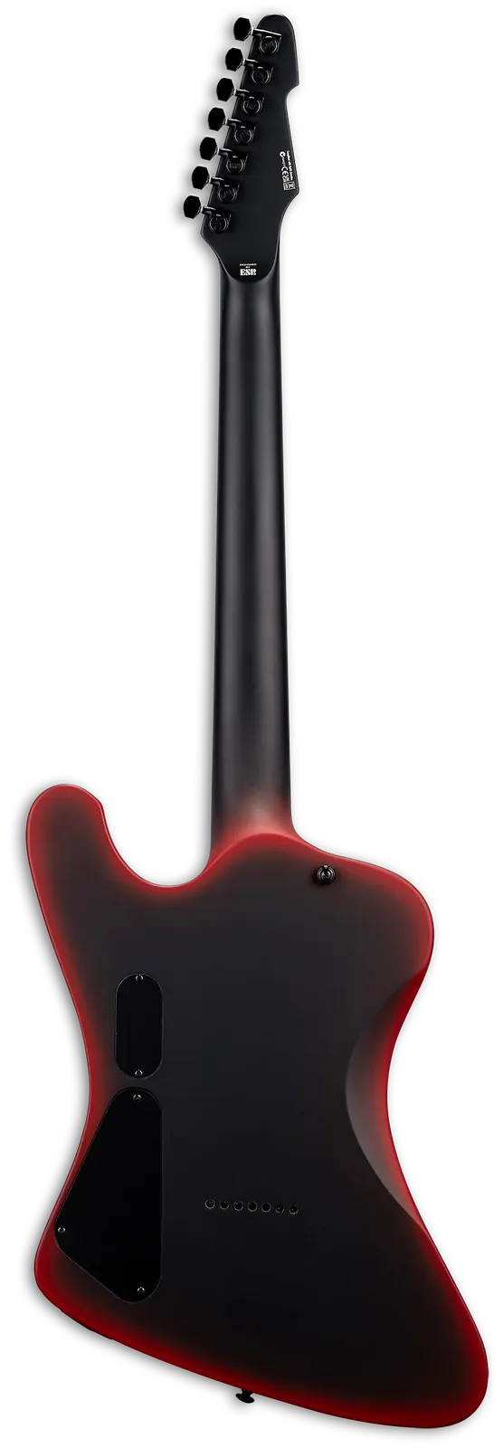 LTD Phoenix-7 Baritone Black Metal Black Red Burst Satin