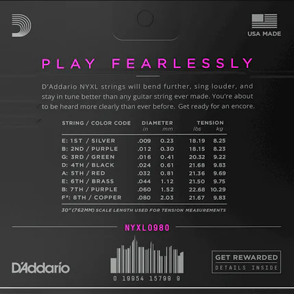 D'Addario NYXL 09-80 8 String Set