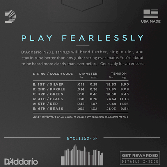 D'Addario NYXL1152 Nickel Wound .011 - .052