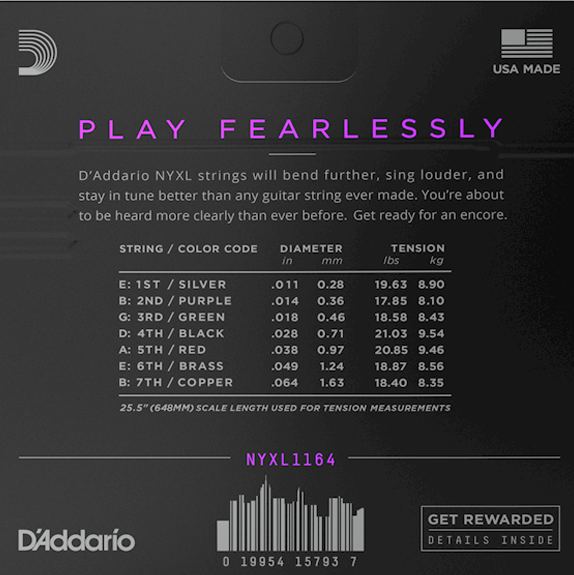 D'Addario NYXL 11-64 7 String Set