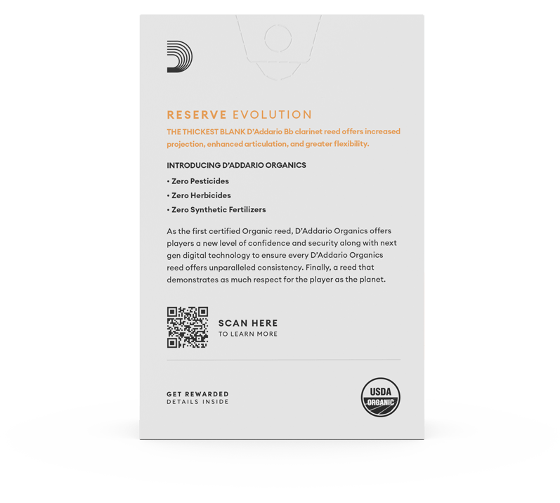 D'Addario Organic Reserve Evolution Bb Clarinet 10 Pack