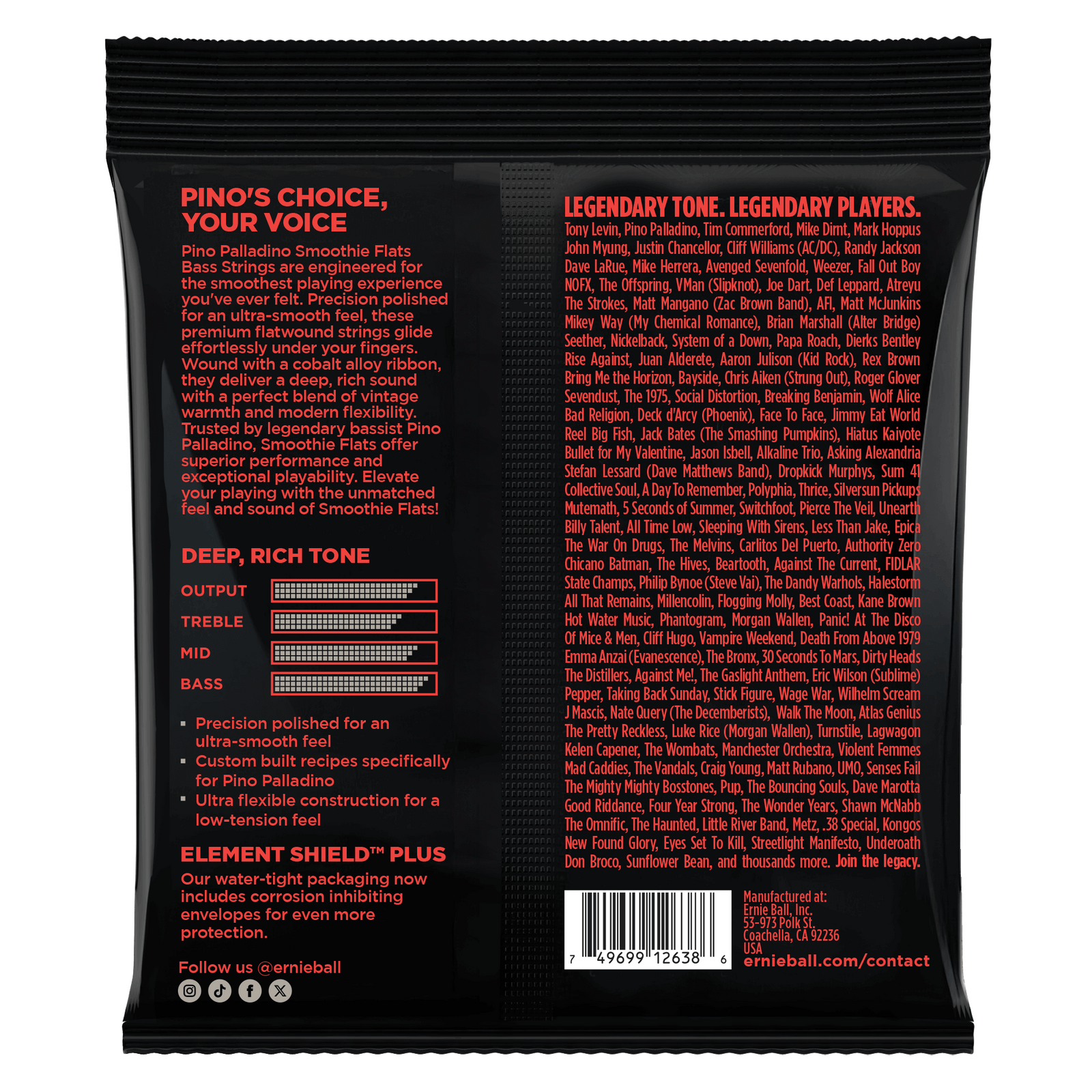 Ernie Ball 2749 Pino Palladino Smoothie Flats Bass 43-108