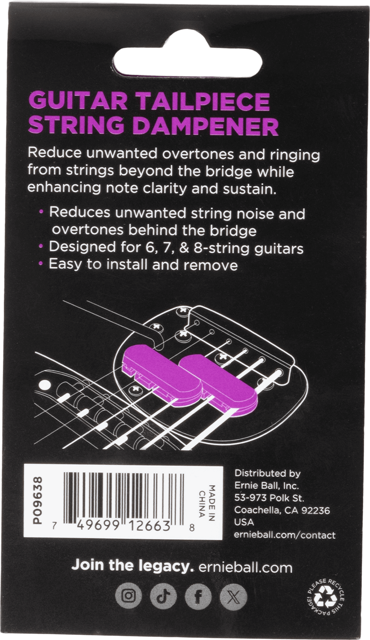Ernie Ball String Dampener - Guitar Tailpiece 2 Pack