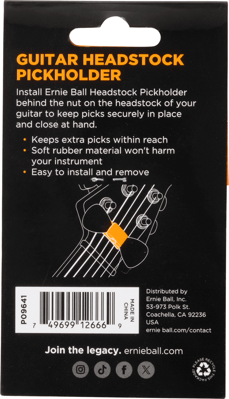 Ernie Ball Guitar Headstock Pickholder - 2 Pack