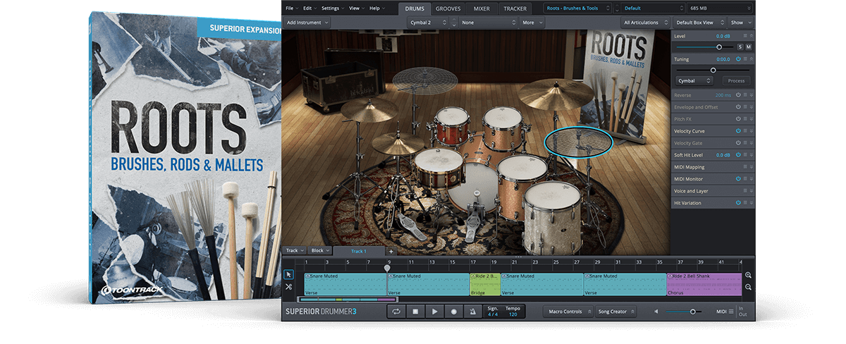 Toontrack Roots Brushes, Rods & Mallets SDX