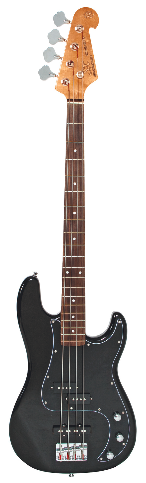 SX VEP62B Vintage PJ Style Bass Black Bundle