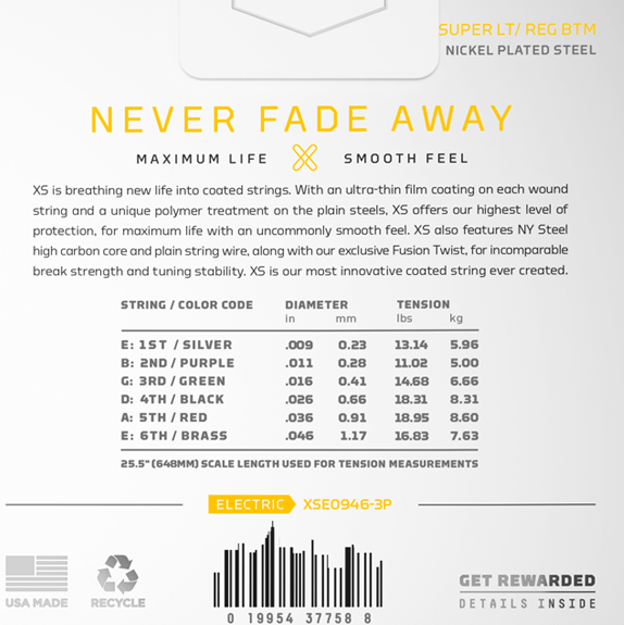 D'Addario XS Electric Nickel Plated 09-46