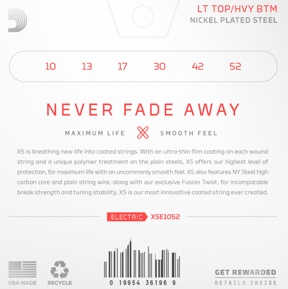 D'Addario XS Electric Nickel Plated 10-52