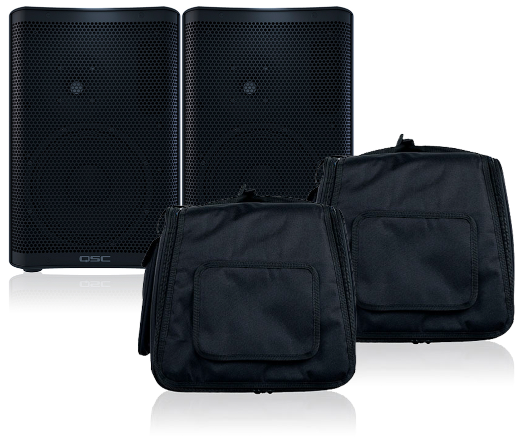 QSC CP8 Pair Tote Bag & Microphone Bundle