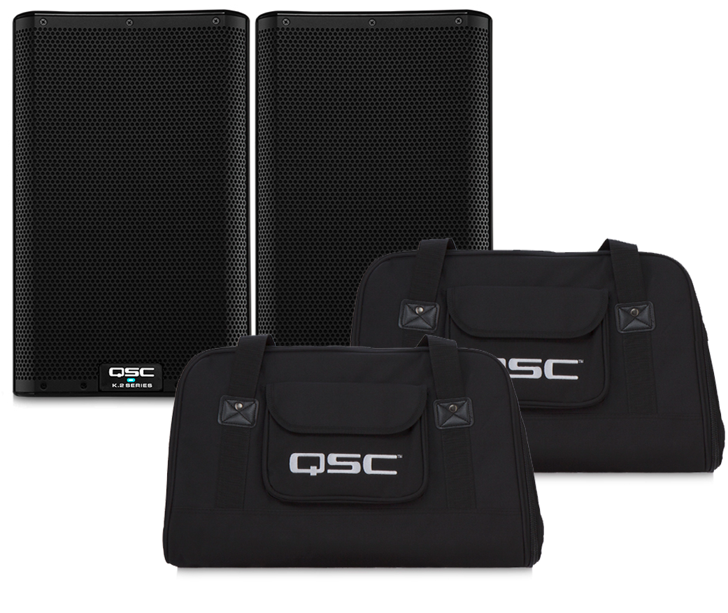 QSC K8.2 Pair Tote Bag & Microphone Bundle