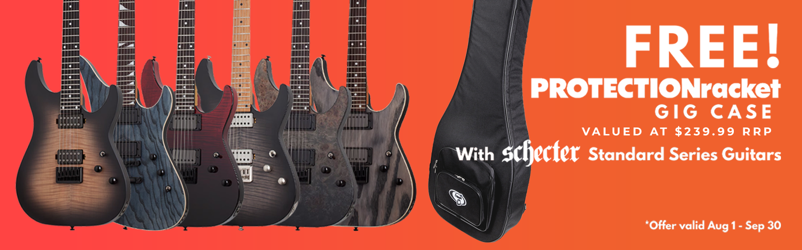 Free Protection Racket Gig Case with Schecter Standard Series Guitars