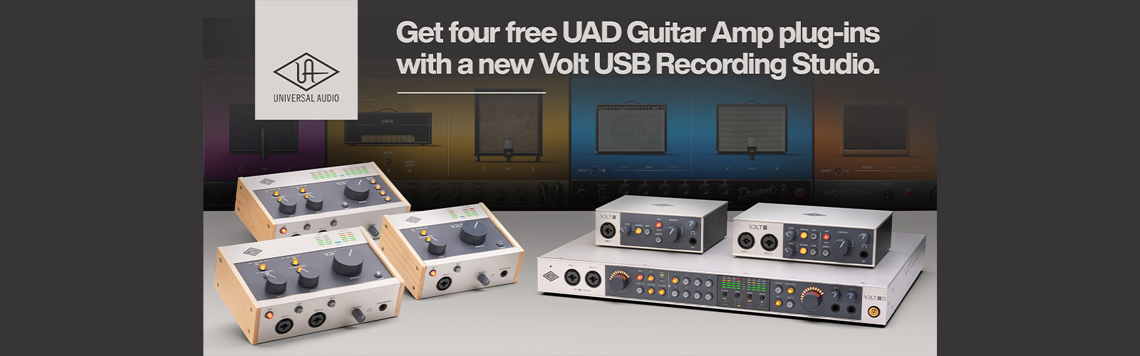 Get four free UAD Guitar Amp plug-ins with a new Volt USB Recording Studio