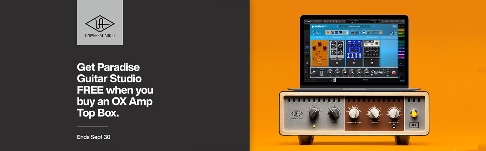 Get Paradise Guitar Studio FREE when you boy an OX Amp Top Box