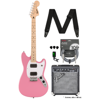Squier Sonic Mustang HH Flash Pink Bundle