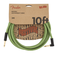 Fender 10' Angled Festival Instrument Cable Pure Hemp Green