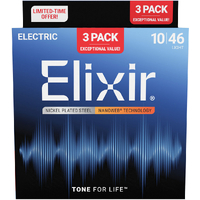 Elixir Nickel Plated Steel Nanoweb 10-46 - 3 Pack
