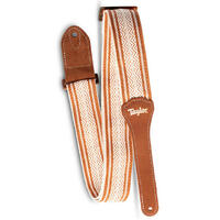 Taylor 2" Academy Jacquard Leather Guitar Strap White Brown