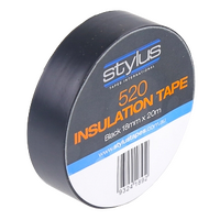 Stylus 520 Black Electrical Tape - 18mm x 20m