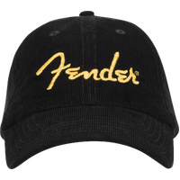 Fender Gold Spaghetti Logo Corduroy Hat Black