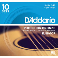 D'Addario EJ16 Phosphor Bronze .012 - .053 10 Pack