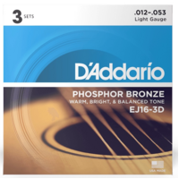 D'Addario EJ16 Phosphor Bronze .012 - .053 3 pack