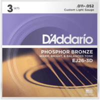 D'Addario EJ26 Phosphor Bronze .011 - .052 3 Pack