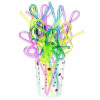 Plastic Straws Assorted Colours Treble Clef Pack of 12