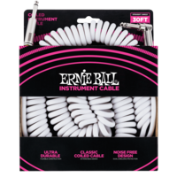 Ernie Ball Coiled Straight Angle Instrument Cable 9m - White