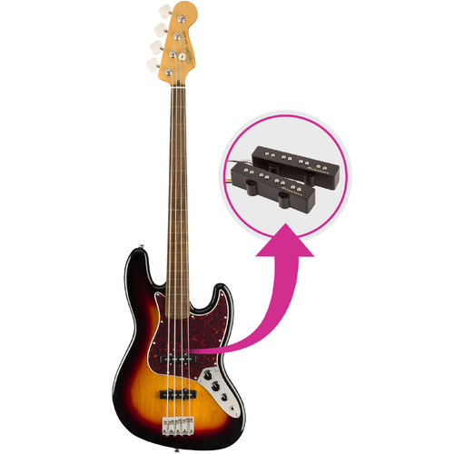 Squier Classic Vibe '60s Jazz Bass Fretless 3CS w/ Upgraded Fender Pickups