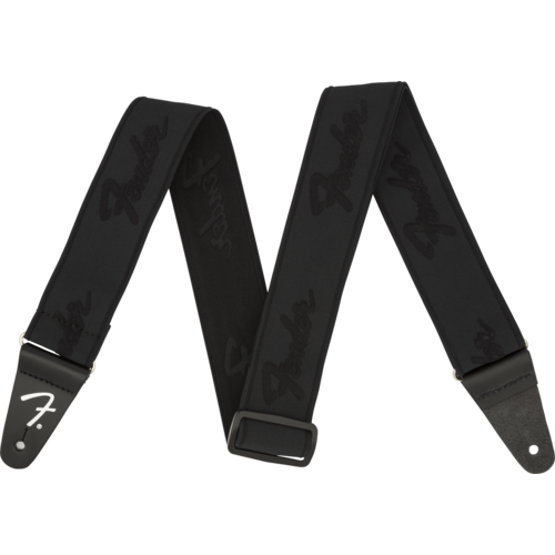 Fender WeighLess 2" Running Logo Strap Black