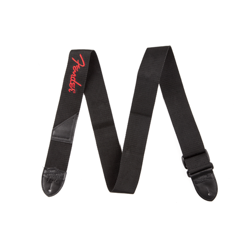 Fender 2" Black Poly Strap w/ Red Logo