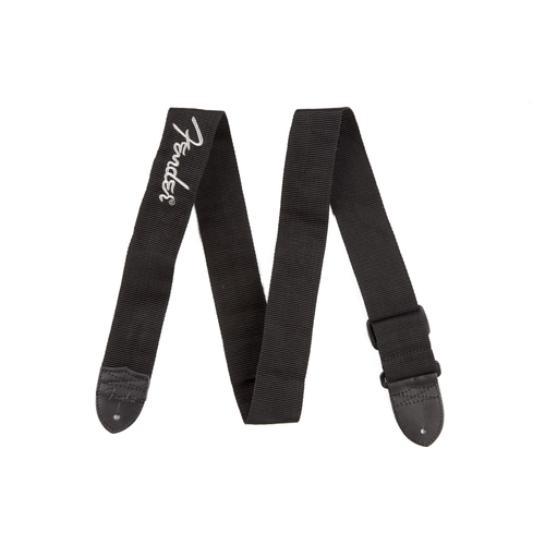 Fender 2" Black Poly Strap w/ Grey Logo