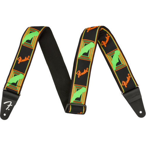 Fender 2" Neon Monogrammed Green/Orange Strap