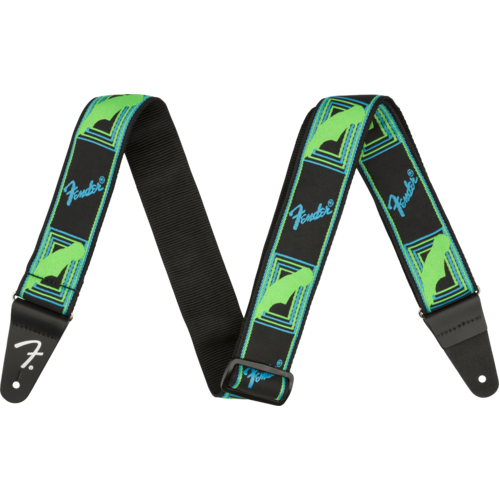Fender 2" Neon Monogrammed Green/Blue Strap