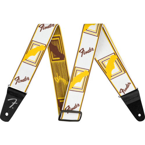 Fender Weighless 2" Monogrammed Strap White/Brown/Yellow