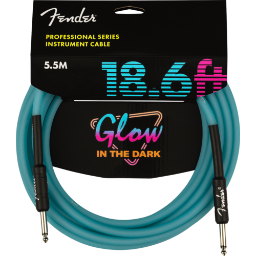 Fender Pro Glow in the Dark Cable, Blue - 18.6ft