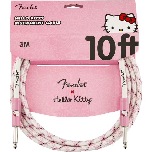 Fender x Hello Kitty Woven Instrument Cable - 10' White/Pink